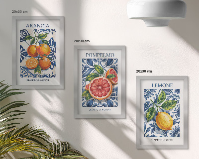 Įrėmintų paveikslų rinkinys Itališko stiliaus citrusinių vaisių mados plakatai