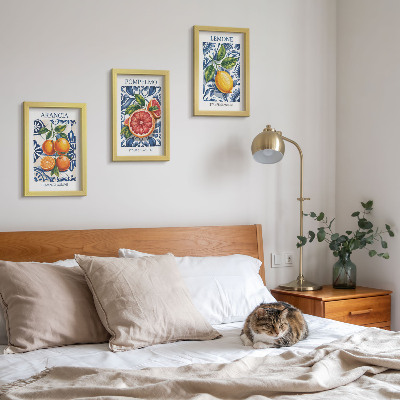 Įrėmintų paveikslų rinkinys Itališko stiliaus citrusinių vaisių mados plakatai