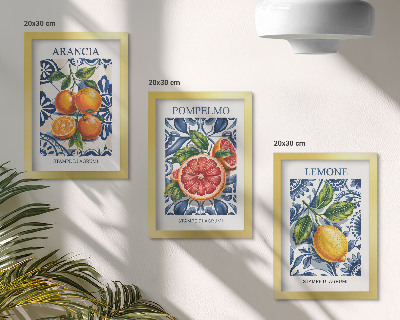 Įrėmintų paveikslų rinkinys Itališko stiliaus citrusinių vaisių mados plakatai