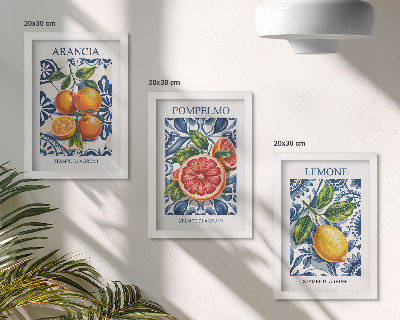 Įrėmintų paveikslų rinkinys Itališko stiliaus citrusinių vaisių mados plakatai