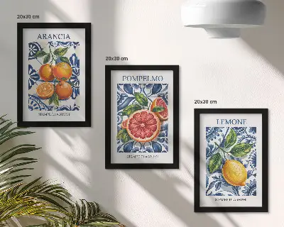 Įrėmintų paveikslų rinkinys itališkas mados stilius su citrusiniais vaisiais