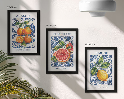 Įrėmintų paveikslų rinkinys Itališko stiliaus citrusinių vaisių mados plakatai