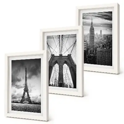 Monochromatinių atspalvių bokštai ir tiltai 3 paveikslų rinkinys su rėmais