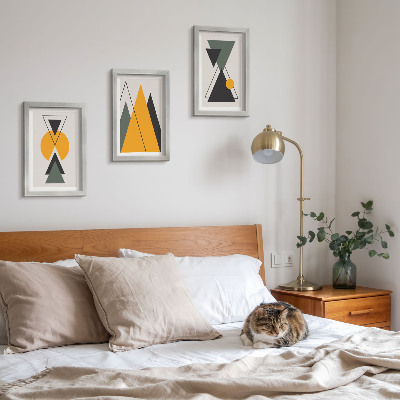 3 paveikslų rinkinys su rėmais Abstrakčios geometrinės figūros