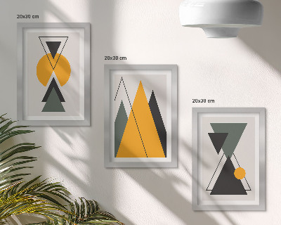 3 paveikslų rinkinys su rėmais Abstrakčios geometrinės figūros
