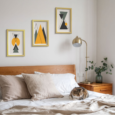 3 paveikslų rinkinys su rėmais Abstrakčios geometrinės figūros