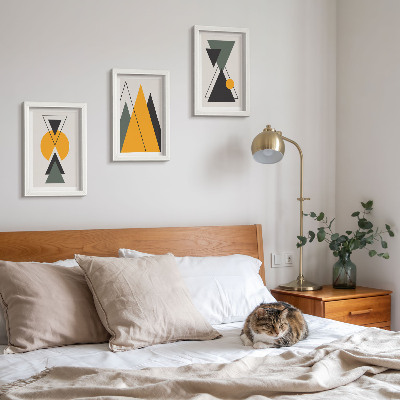 3 paveikslų rinkinys su rėmais Abstrakčios geometrinės figūros
