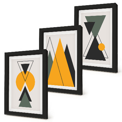 3 paveikslų rinkinys su rėmais Abstrakčios geometrinės figūros
