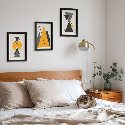 3 paveikslų rinkinys su rėmais Abstrakčios geometrinės figūros