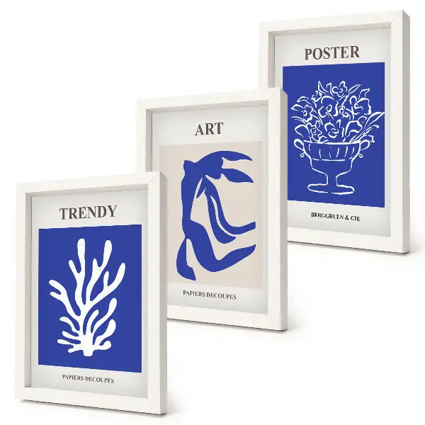 3 paveikslų rinkinys su rėmais abstraktaus meno plakatai pagal Henri Matisse'ą