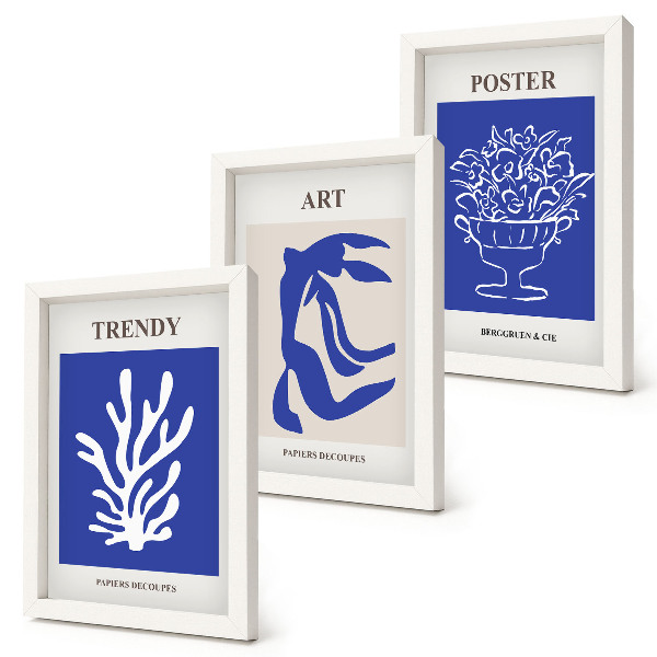 3 paveikslų rinkinys su rėmais Henri Matisse'o abstraktaus meno plakatai
