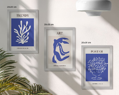 3 paveikslų rinkinys su rėmais Henri Matisse'o abstraktaus meno plakatai