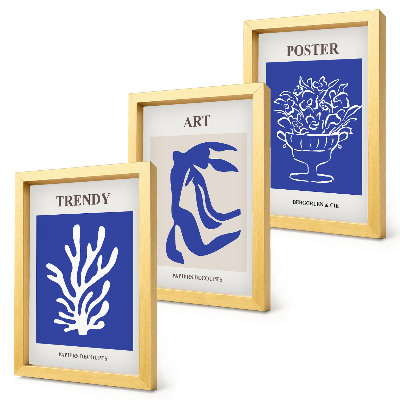 3 paveikslų rinkinys su rėmais Henri Matisse'o abstraktaus meno plakatai
