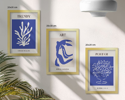 3 paveikslų rinkinys su rėmais Henri Matisse'o abstraktaus meno plakatai
