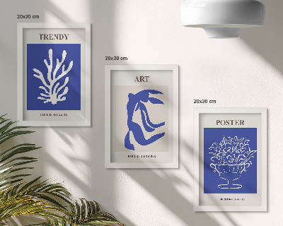 3 paveikslų rinkinys su rėmais Henri Matisse'o abstraktaus meno plakatai