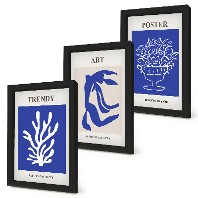 3 paveikslų rinkinys su rėmais Henri Matisse'o abstraktaus meno plakatai