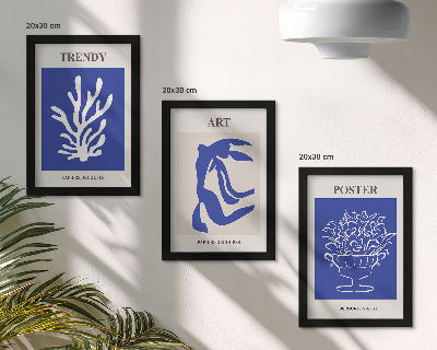 3 paveikslų rinkinys su rėmais Henri Matisse'o abstraktaus meno plakatai