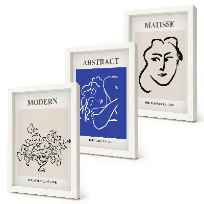 Įrėmintų paveikslų rinkinys modernaus ir abstraktaus Henri Matisse stiliaus plakatai