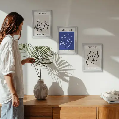 Įrėmintų paveikslų rinkinys modernaus ir abstraktaus Henri Matisse stiliaus plakatai