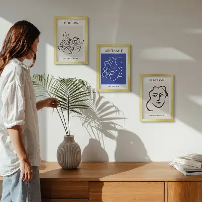 Įrėmintų paveikslų rinkinys modernaus ir abstraktaus Henri Matisse stiliaus plakatai
