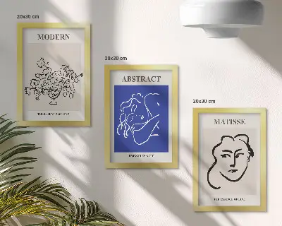 Įrėmintų paveikslų rinkinys modernaus ir abstraktaus Henri Matisse stiliaus plakatai