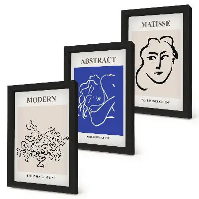 Įrėmintų paveikslų rinkinys modernaus ir abstraktaus Henri Matisse stiliaus plakatai