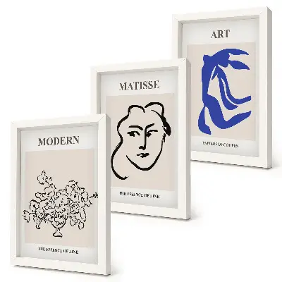 3 paveikslų rinkinys su rėmais abstrakčių plakatų rinkinys Henri Matisse stiliumi