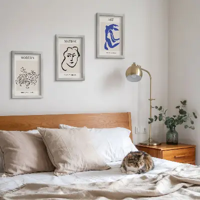 3 paveikslų rinkinys su rėmais abstrakčių plakatų rinkinys Henri Matisse stiliumi