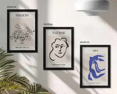 3 paveikslų rinkinys su rėmais abstrakčių plakatų rinkinys Henri Matisse stiliumi