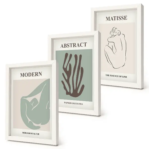 3 paveikslų rinkinys su rėmais stilingi Henri Matisse'o abstraktūs motyvai
