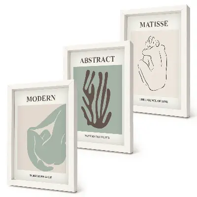 3 paveikslų rinkinys su rėmais stilingi Henri Matisse'o abstraktūs motyvai