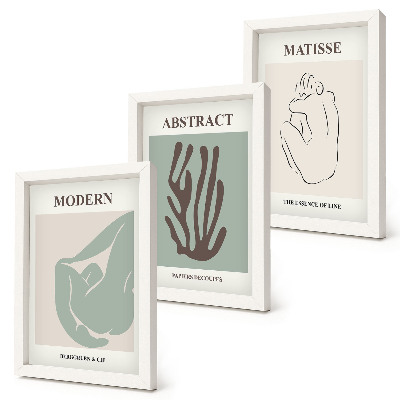 3 paveikslų rinkinys su rėmais Stilingi Henri Matisse'o paveikslai su abstrakčiais motyvais