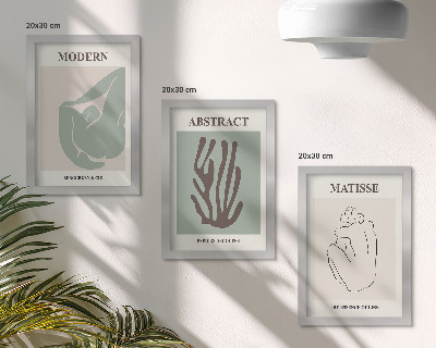 3 paveikslų rinkinys su rėmais Stilingi Henri Matisse'o paveikslai su abstrakčiais motyvais