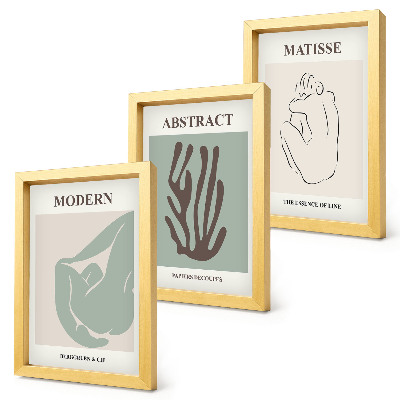 3 paveikslų rinkinys su rėmais Stilingi Henri Matisse'o paveikslai su abstrakčiais motyvais