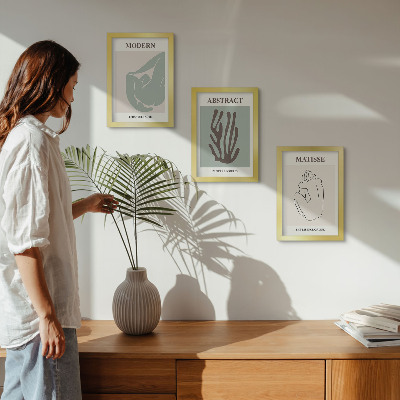 3 paveikslų rinkinys su rėmais Stilingi Henri Matisse'o paveikslai su abstrakčiais motyvais
