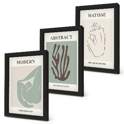 3 paveikslų rinkinys su rėmais Stilingi Henri Matisse'o paveikslai su abstrakčiais motyvais