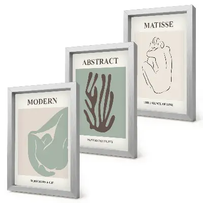 3 paveikslų rinkinys su rėmais stilingi Henri Matisse'o abstraktūs motyvai