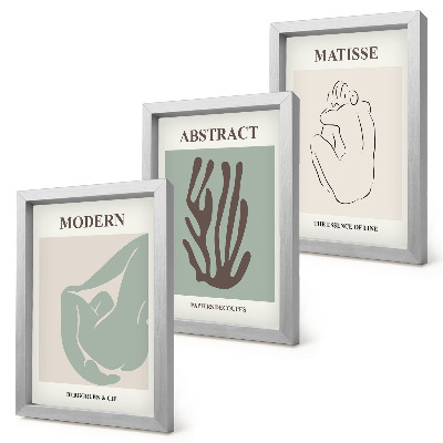 3 paveikslų rinkinys su rėmais Stilingi Henri Matisse'o paveikslai su abstrakčiais motyvais