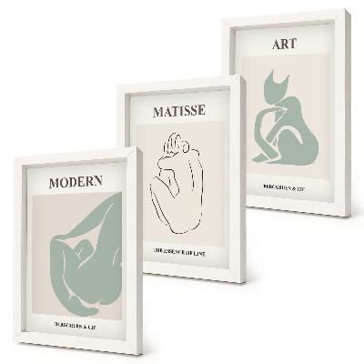 Įrėmintų paveikslų rinkinys Abstrakčios pastelinių atspalvių figūros, kurias sukūrė Henri Matisse