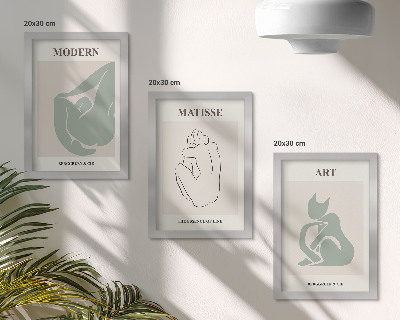 Įrėmintų paveikslų rinkinys Abstrakčios pastelinių atspalvių figūros, kurias sukūrė Henri Matisse