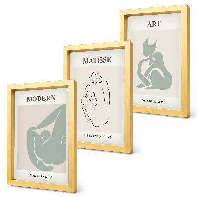Įrėmintų paveikslų rinkinys Abstrakčios pastelinių atspalvių figūros, kurias sukūrė Henri Matisse