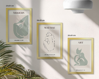 Įrėmintų paveikslų rinkinys Abstrakčios pastelinių atspalvių figūros, kurias sukūrė Henri Matisse