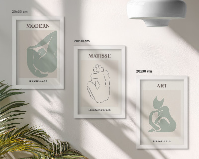 Įrėmintų paveikslų rinkinys Abstrakčios pastelinių atspalvių figūros, kurias sukūrė Henri Matisse