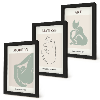 Įrėmintų paveikslų rinkinys Abstrakčios pastelinių atspalvių figūros, kurias sukūrė Henri Matisse