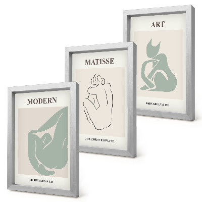 Įrėmintų paveikslų rinkinys Abstrakčios pastelinių atspalvių figūros, kurias sukūrė Henri Matisse