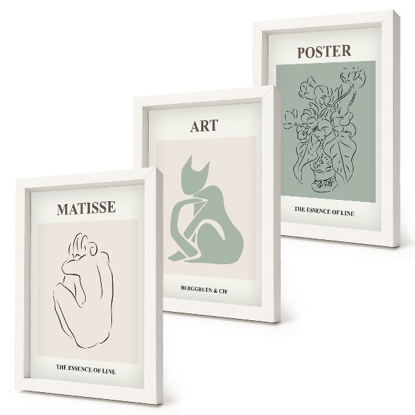 Įrėmintų paveikslų rinkinys Henri Matisse'o smėlio ir žalios spalvos plakatai
