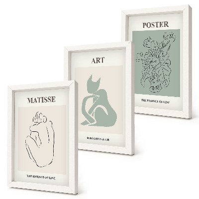 Įrėmintų paveikslų rinkinys Henri Matisse'o smėlio ir žalios spalvos plakatai
