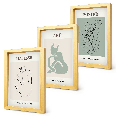 Įrėmintų paveikslų rinkinys Henri Matisse'o smėlio ir žalios spalvos plakatai