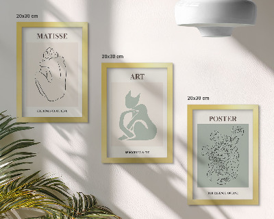 Įrėmintų paveikslų rinkinys Henri Matisse'o smėlio ir žalios spalvos plakatai