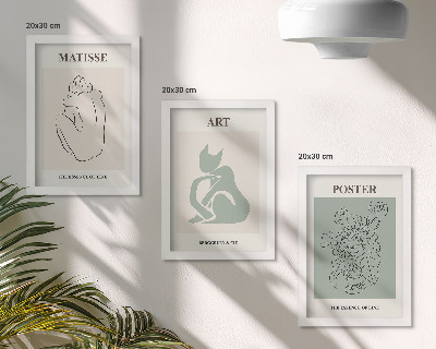 Įrėmintų paveikslų rinkinys Henri Matisse'o smėlio ir žalios spalvos plakatai